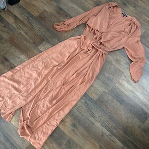 Elegant Coral Wrap Dress